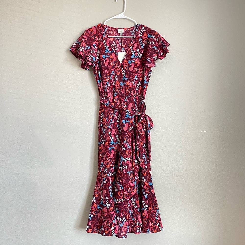 A New Day Floral Dress, Size: S, Color: Red and Blue